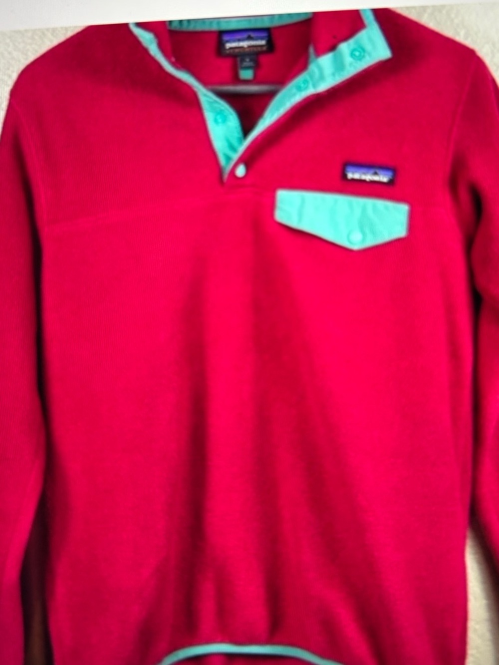 Patagonia Senchylla Magenta Pullover with Teal Accent - Picture 2 of 2